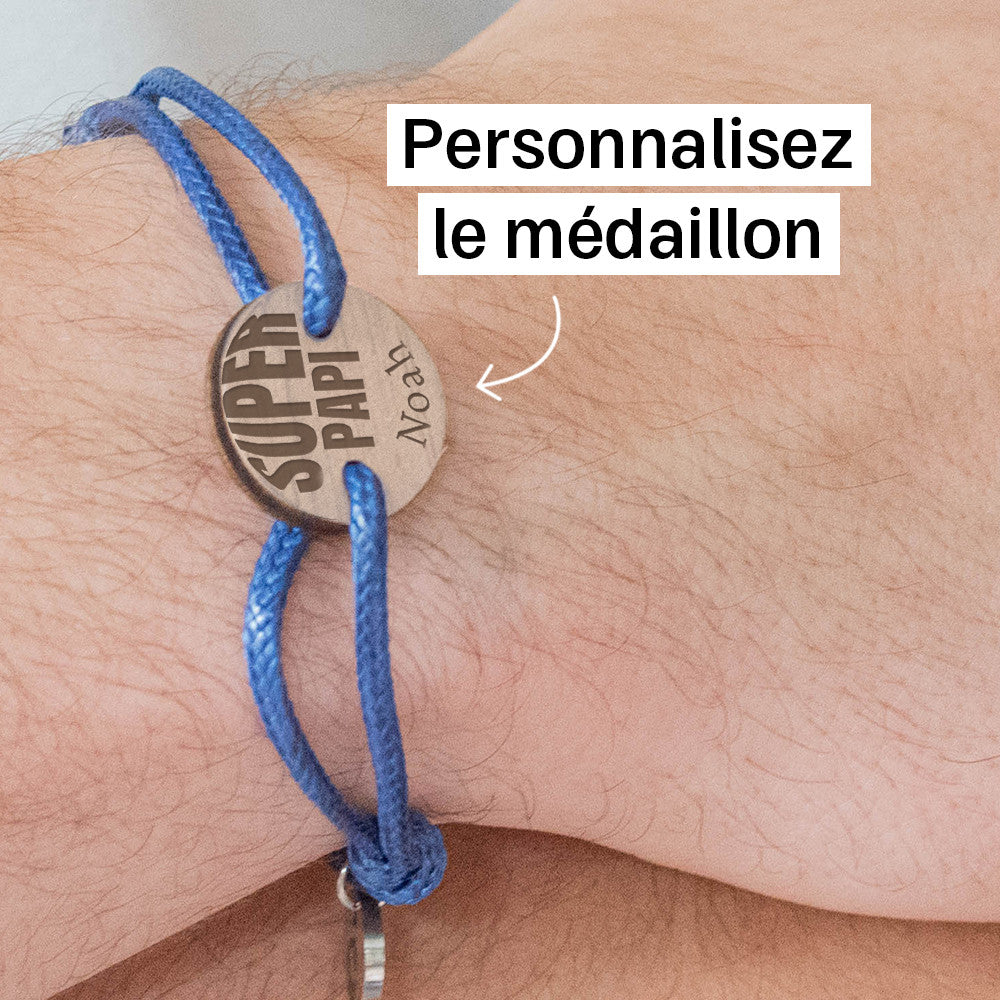 Bracelet Super Papi à Personnaliser Hêtre - Bracelets Personnalisés