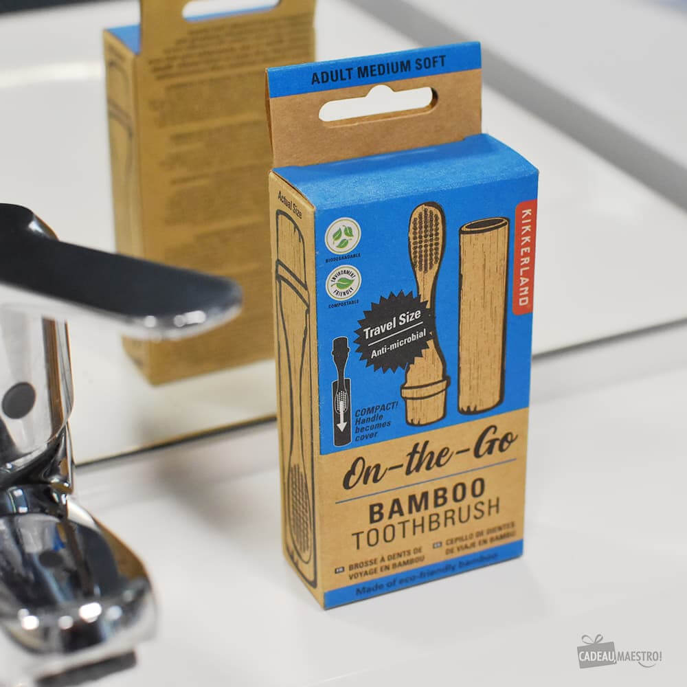 Brosse à Dents de Voyage en Bambou - Accessoire Salle de Bain Originaux Kikkerland