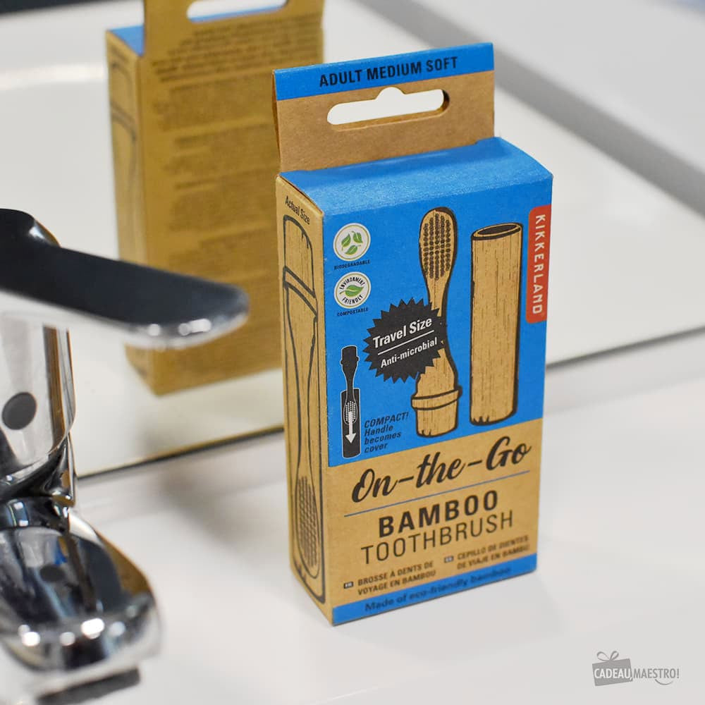 Brosse à Dents de Voyage en Bambou Initiales à Personnaliser - Accessoire Salle de Bain Originaux