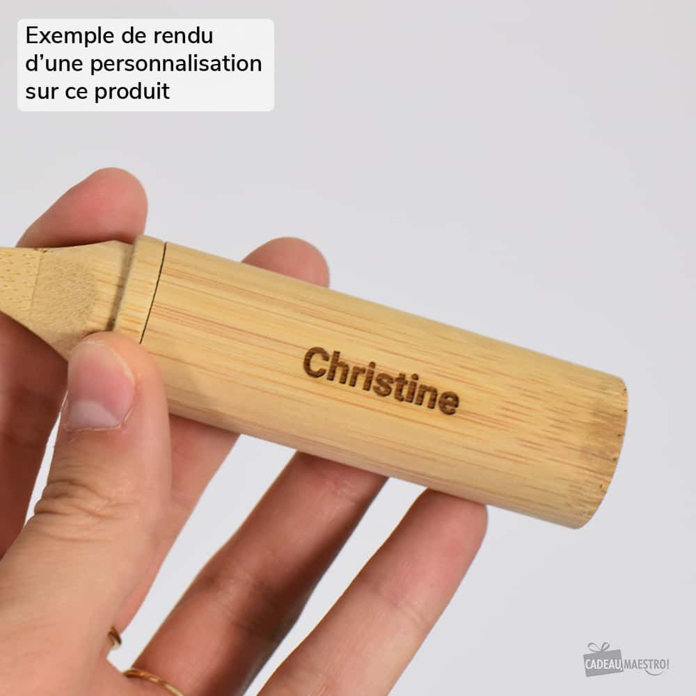 Brosse à Dents de Voyage en Bambou Prénom à Personnaliser - Accessoire Salle de Bain Originaux Kikkerland