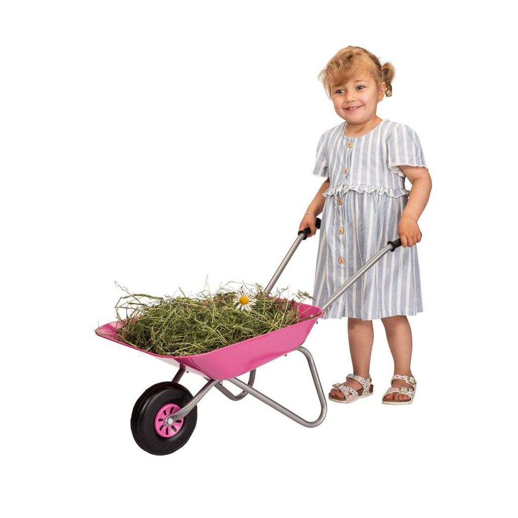 Brouette en métal rose