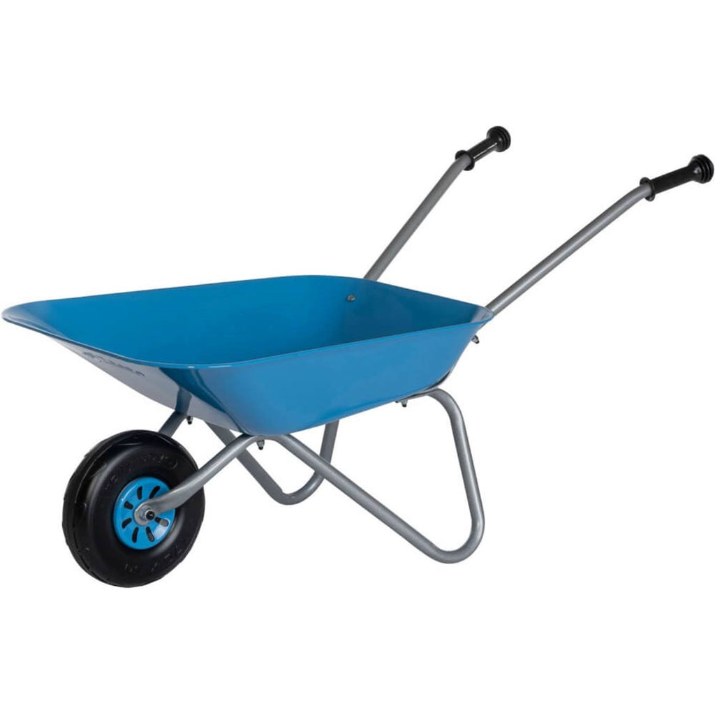 Brouette pour enfant en métal bleu