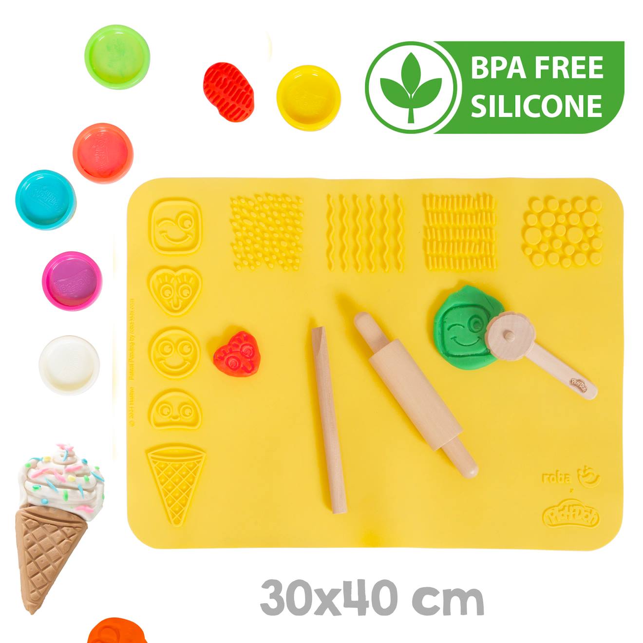 Bureau enfant avec chaise + 6 pâtes à modeler play-doh et accessoires blanc - multicolore