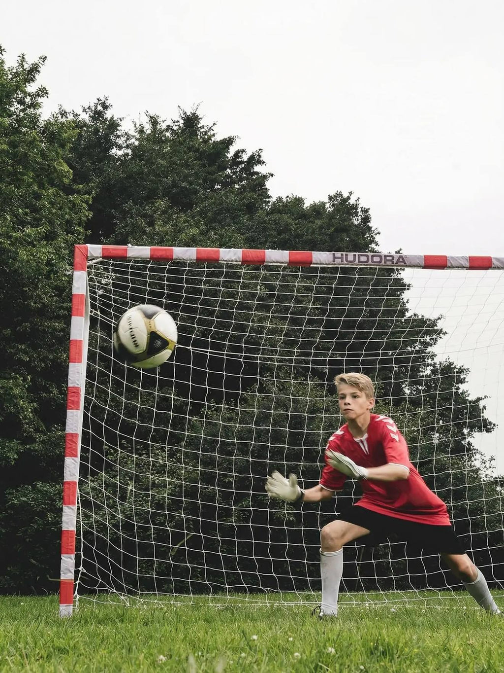 But de football pour jouer en famille blanc/rouge