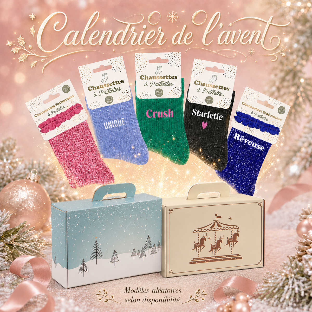 Calendrier de l'Avent chaussettes à paillettes 2026 Atelier du T-Shirt