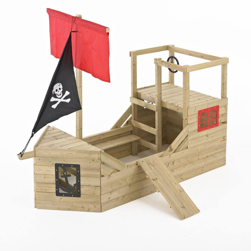 Cabane bateau pirate galléon bois FSC marron - noir - rouge