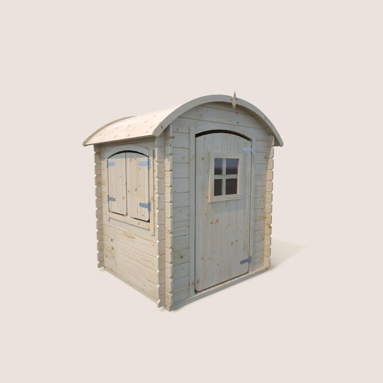 Cabane chalet en bois extérieur avec toit arrondi patty marron