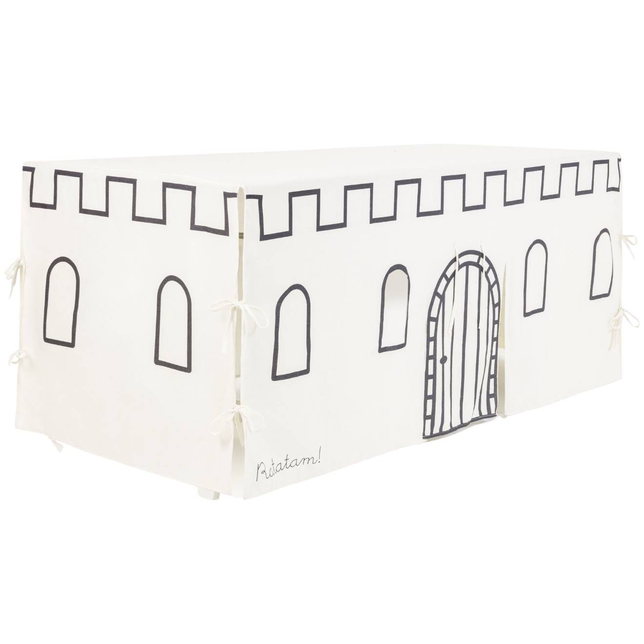 Cabane de table château noir et beige (90 x 200 cm) ecru, noir