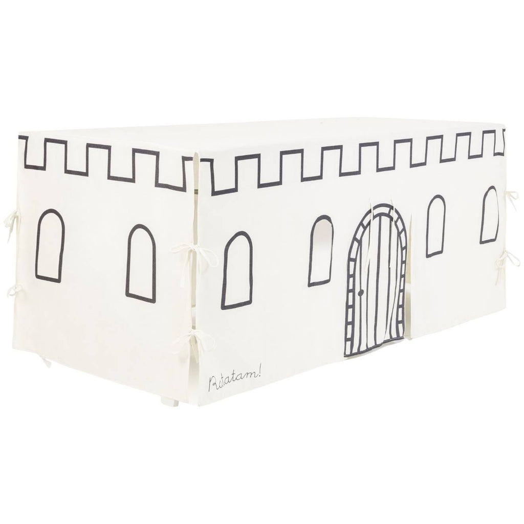 Cabane de table château noir et beige (90 x 200 cm) ecru, noir