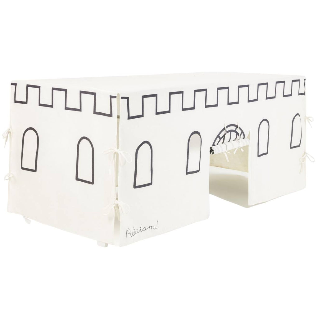 Cabane de table château noir et beige (90 x 200 cm) ecru, noir