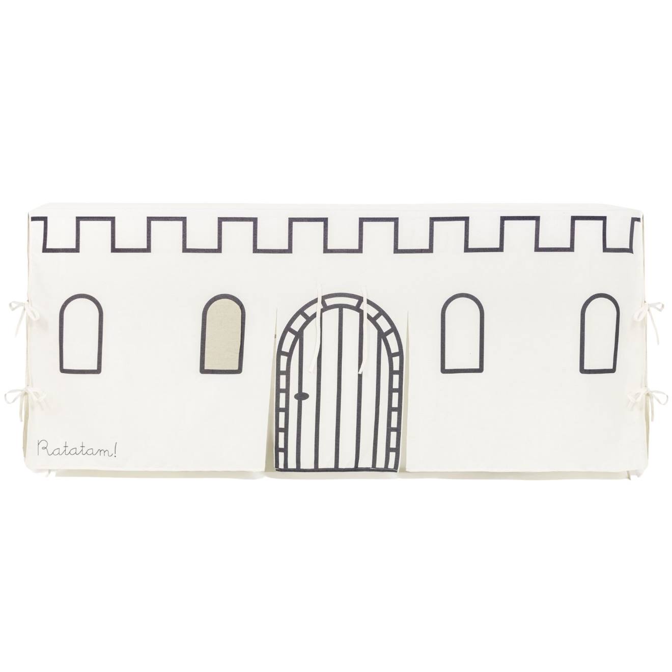 Cabane de table château noir et beige (90 x 200 cm) ecru, noir