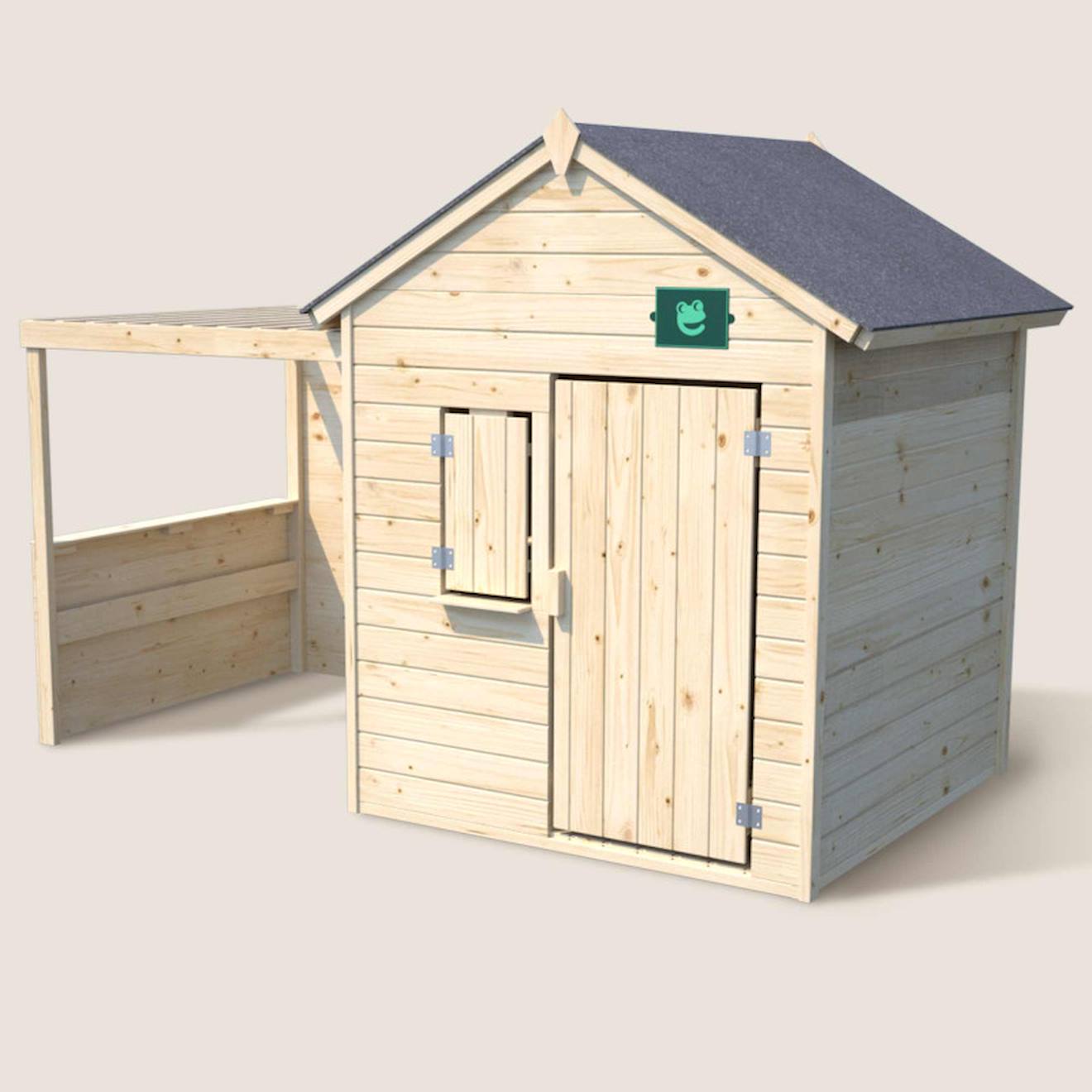 Cabane en bois enfant avec pergola alpaga beige