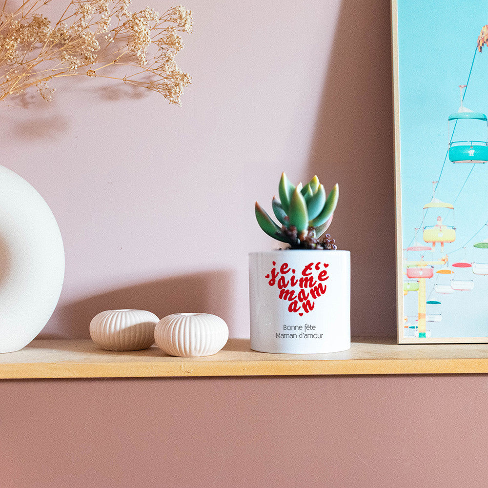 Cache Pot en Céramique Je t'aime Maman à Personnaliser - Cache Pot Original