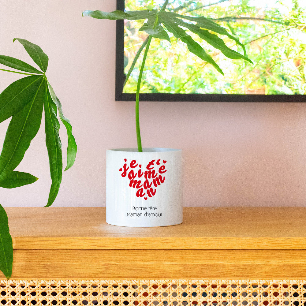Cache Pot en Céramique Je t'aime Maman à Personnaliser - Cache Pot Original