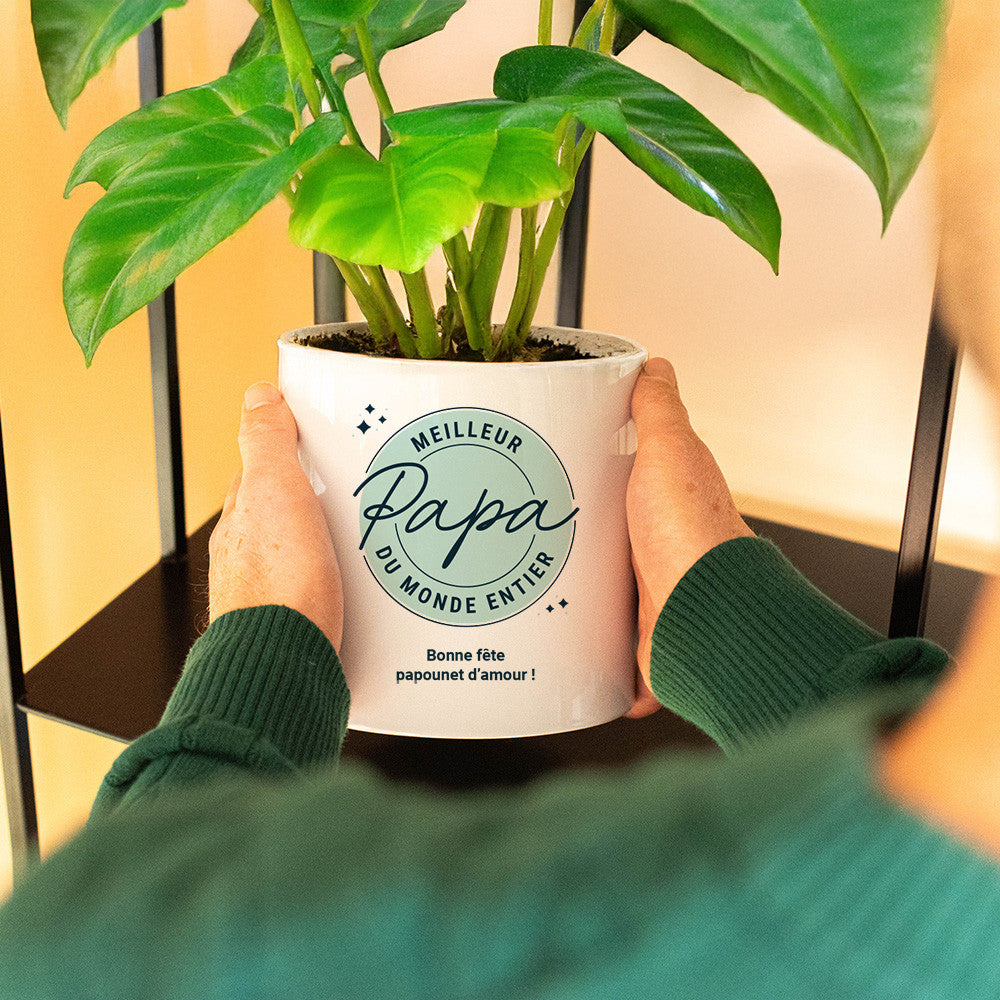 Cache Pot en Céramique Meilleur Papa à Personnaliser - Cache Pot Original