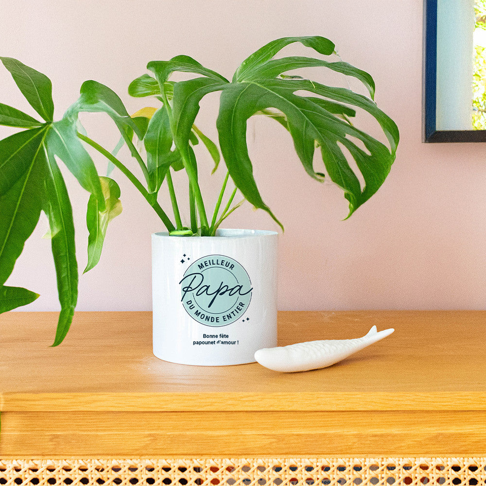 Cache Pot en Céramique Meilleur Papa à Personnaliser - Cache Pot Original