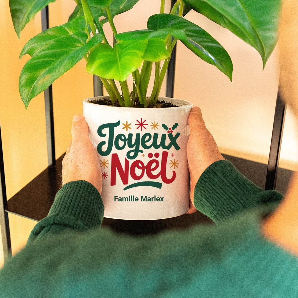 Cache Pot en Céramique Joyeux Noël à Personnaliser - Cache Pot Original