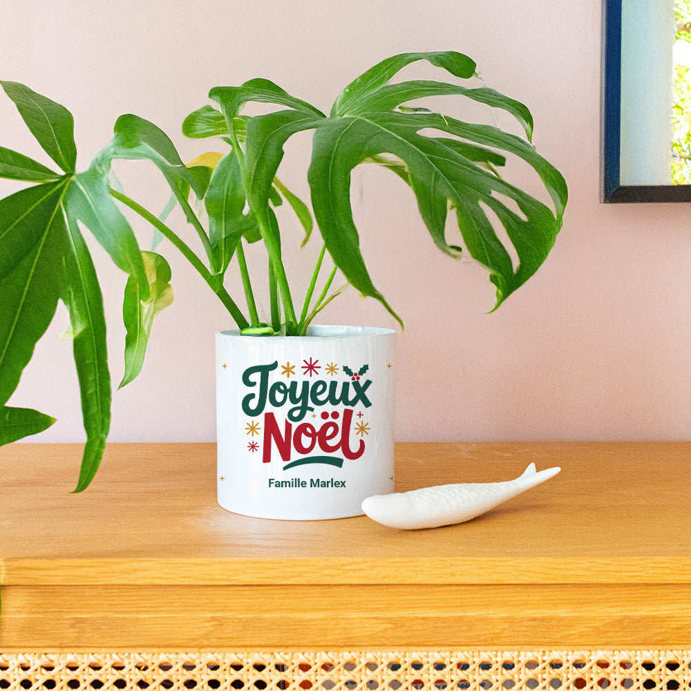 Cache Pot en Céramique Joyeux Noël à Personnaliser - Cache Pot Original