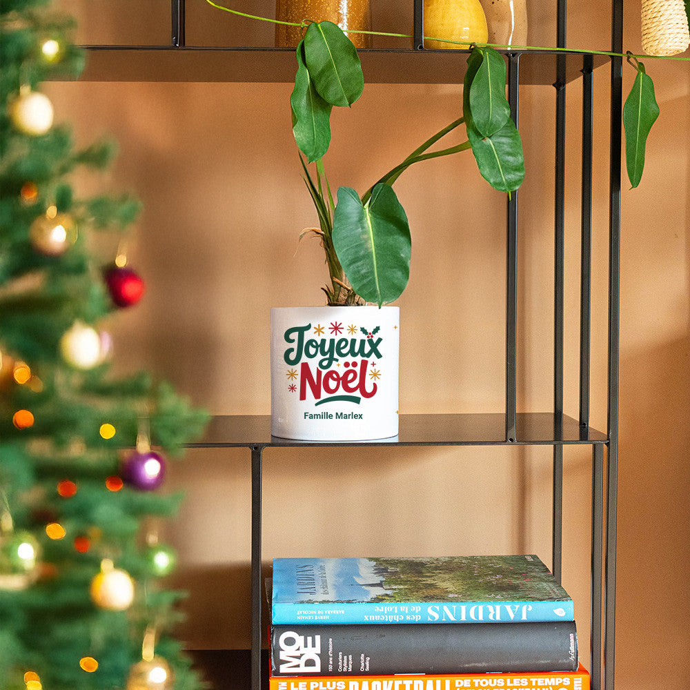 Cache Pot en Céramique Joyeux Noël à Personnaliser - Cache Pot Original