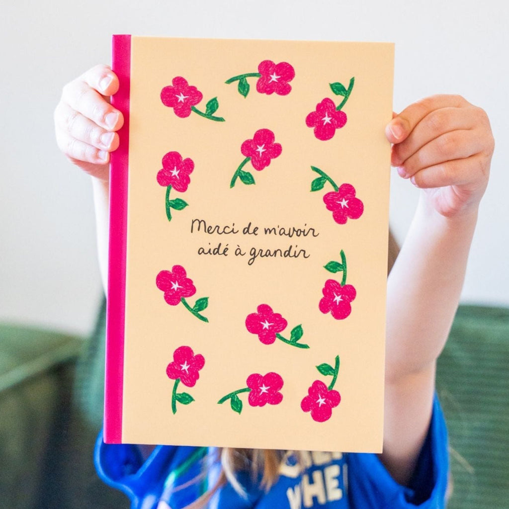 Carnet fleuri Merci de m'avoir aidé à grandir, cadeau maîtresse