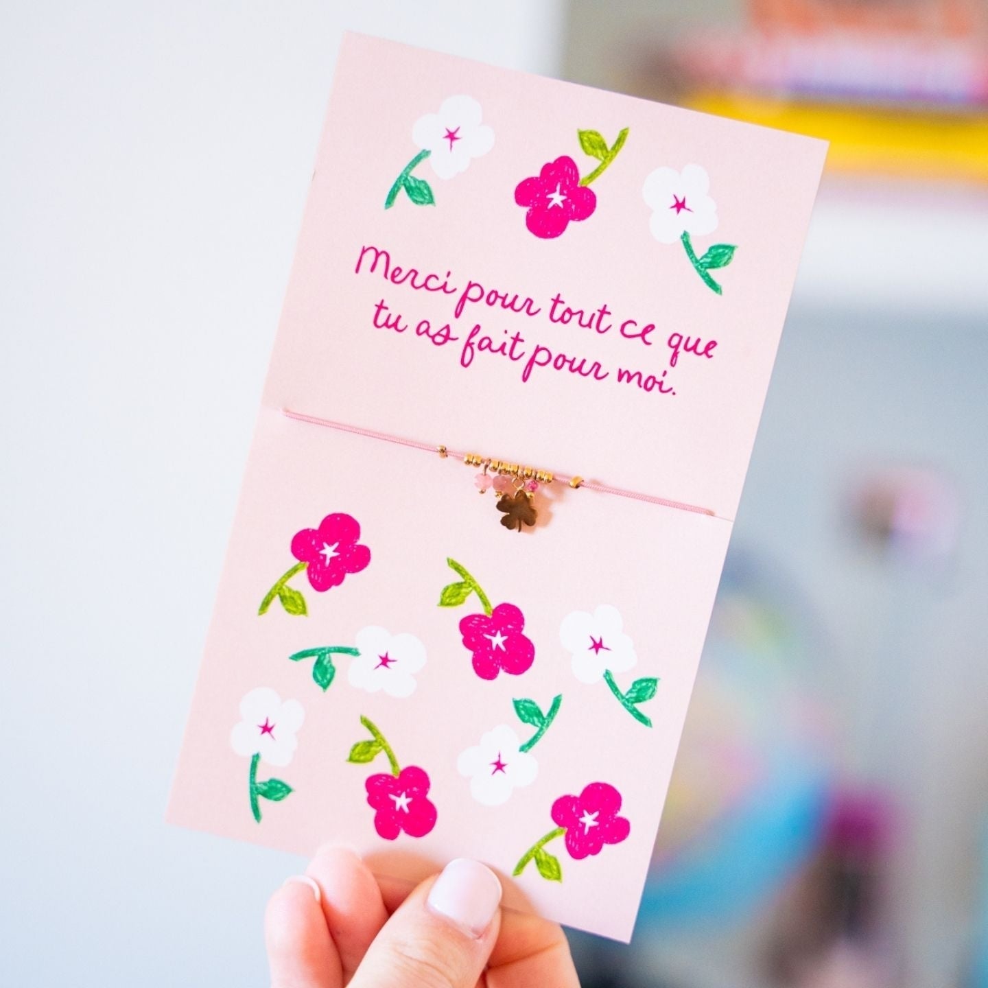 Bracelet trèfle doré cadeau pour dire merci