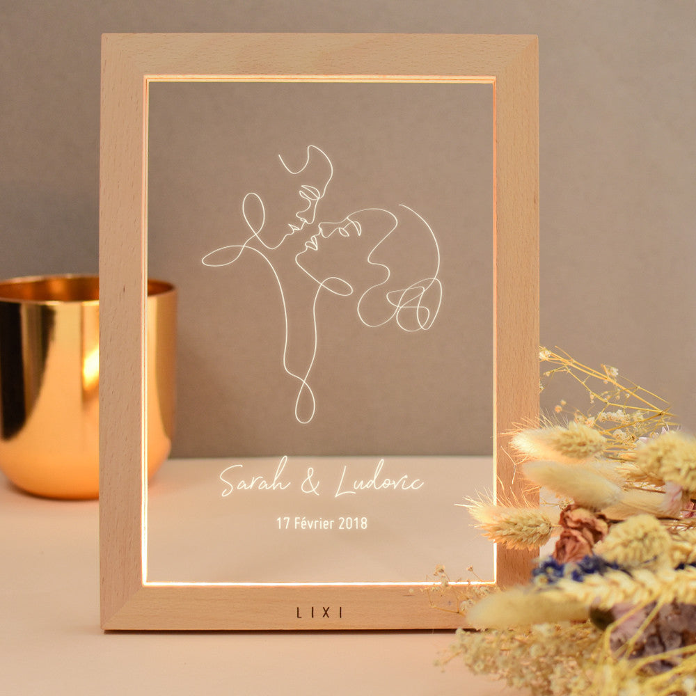 Cadre Lumineux Lixi Outline Couple à Personnaliser - Lampe Personnalisée