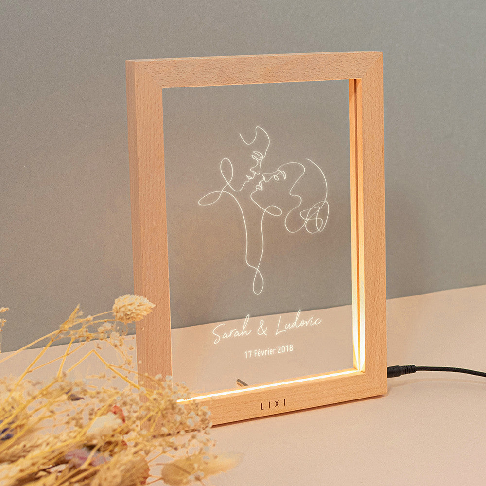Cadre Lumineux Lixi Outline Couple à Personnaliser - Lampe Personnalisée