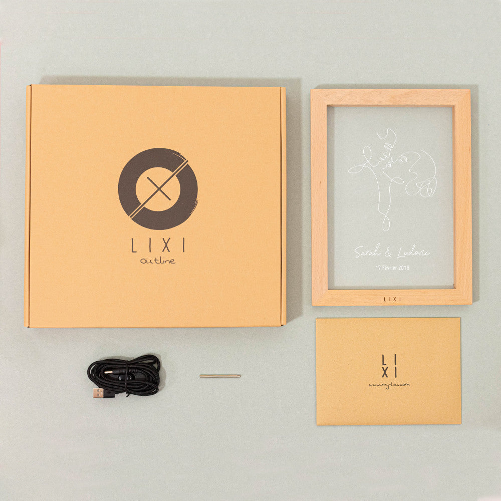 Cadre Lumineux Lixi Outline Couple à Personnaliser - Lampe Personnalisée