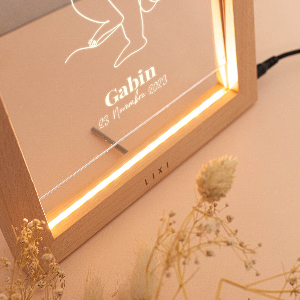 Cadre Lumineux Lixi Outline Naissance à Personnaliser - Plaque Lixi Personnalisée