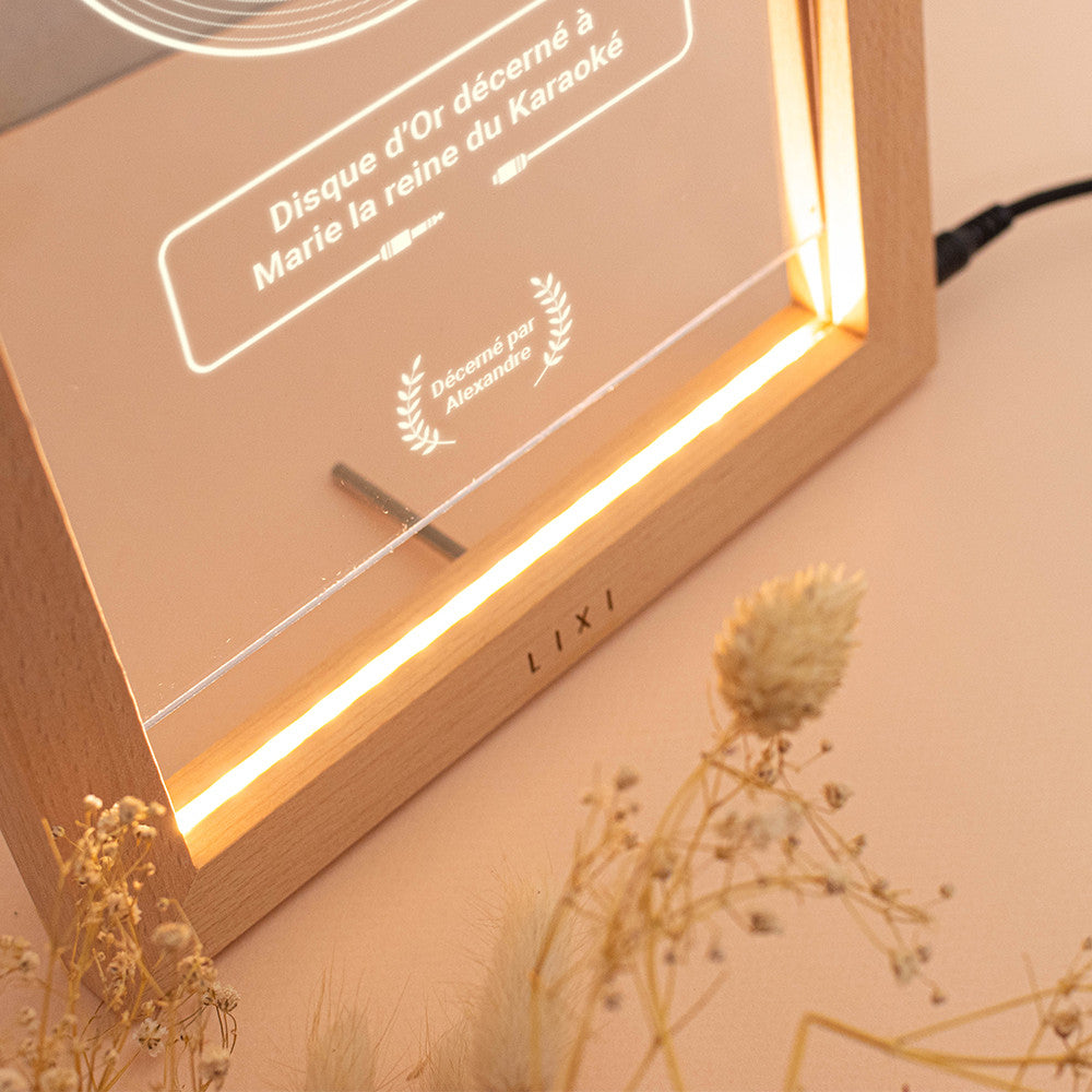 Cadre Lumineux Lixi Outline Disque d'Or à Personnaliser - Lampe Personnalisée
