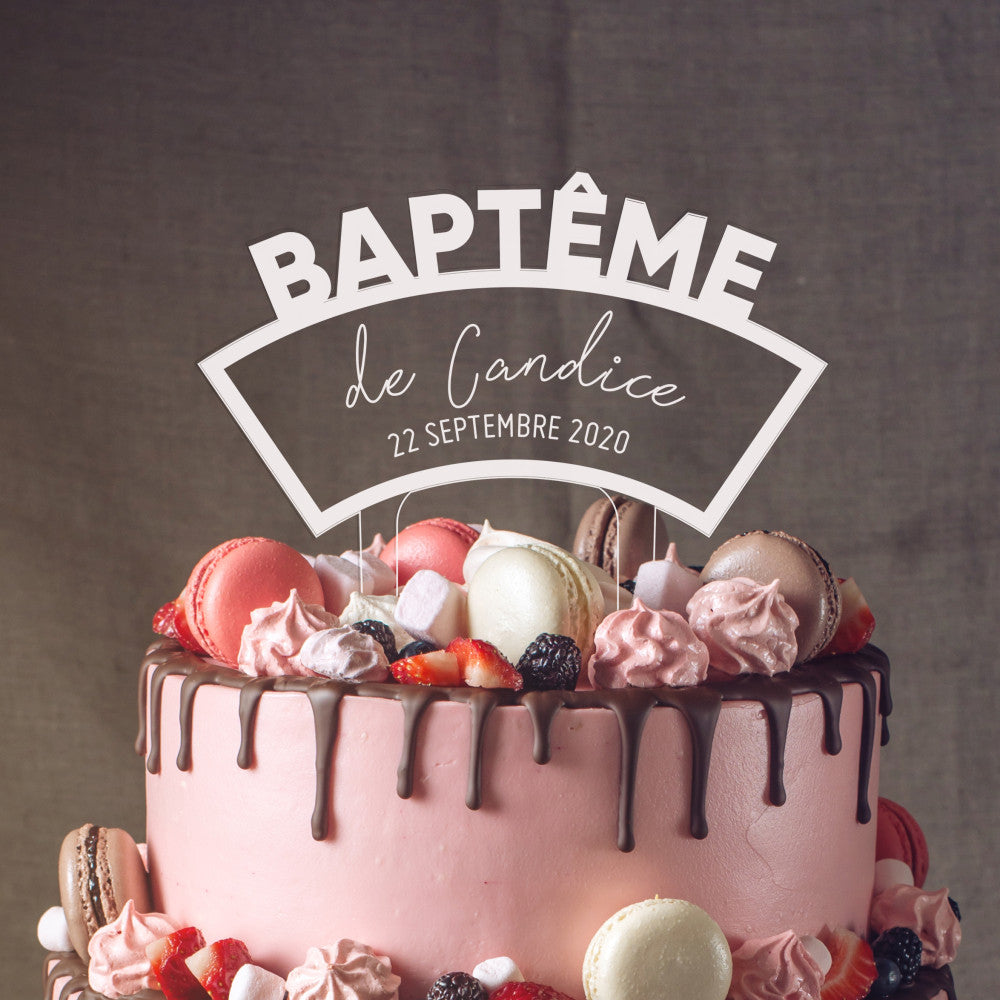 Cake Topper Baptême à Personnaliser - Art de la Table