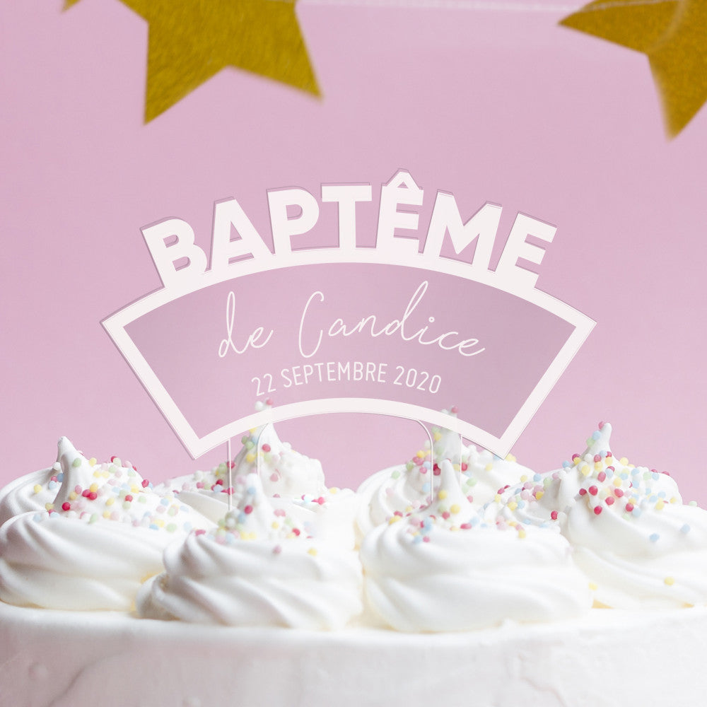 Cake Topper Baptême à Personnaliser - Art de la Table CadoMaestro