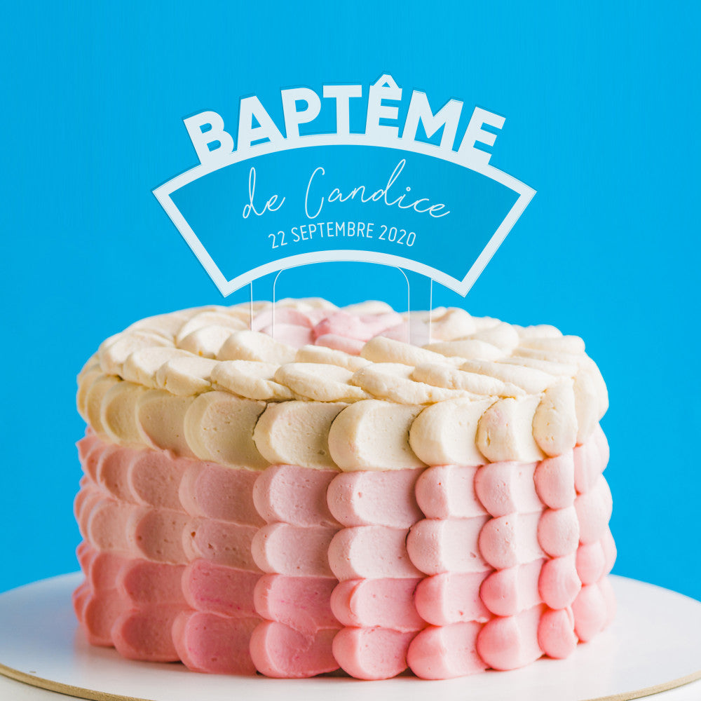 Cake Topper Baptême à Personnaliser - Art de la Table CadoMaestro