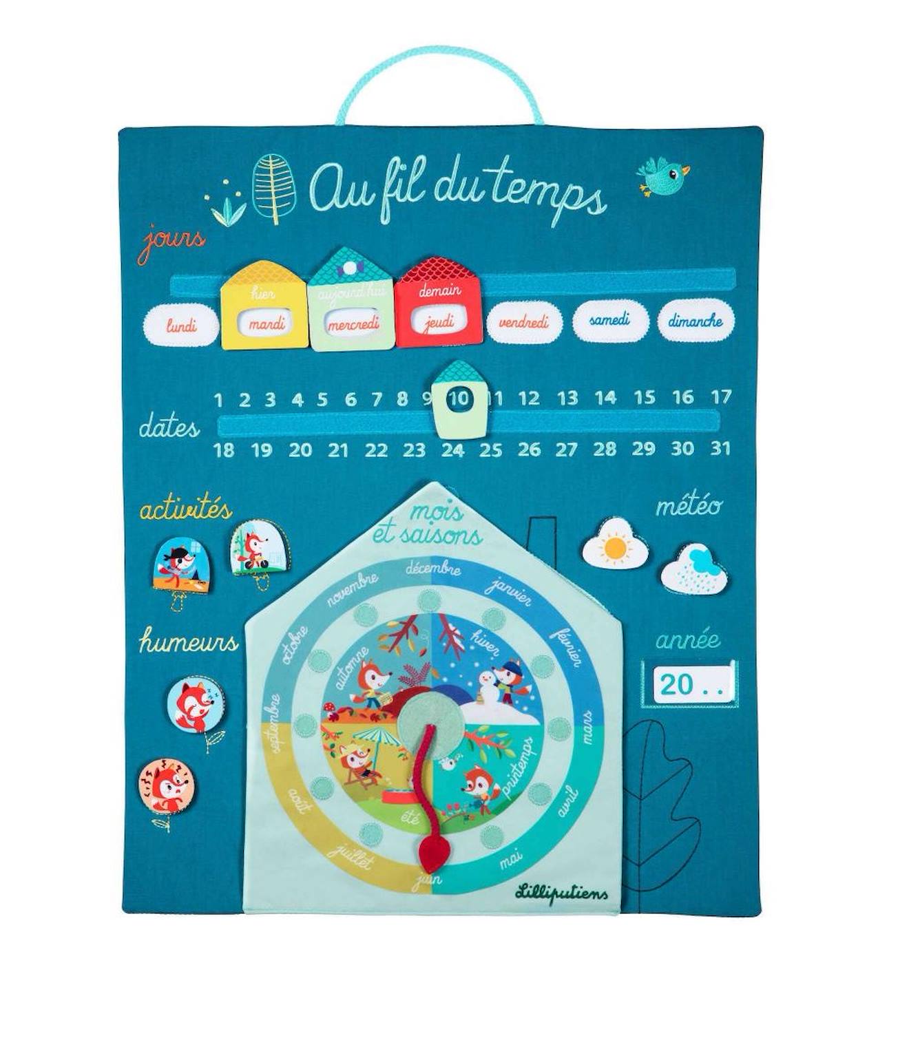 Calendrier au fil du temps bleu