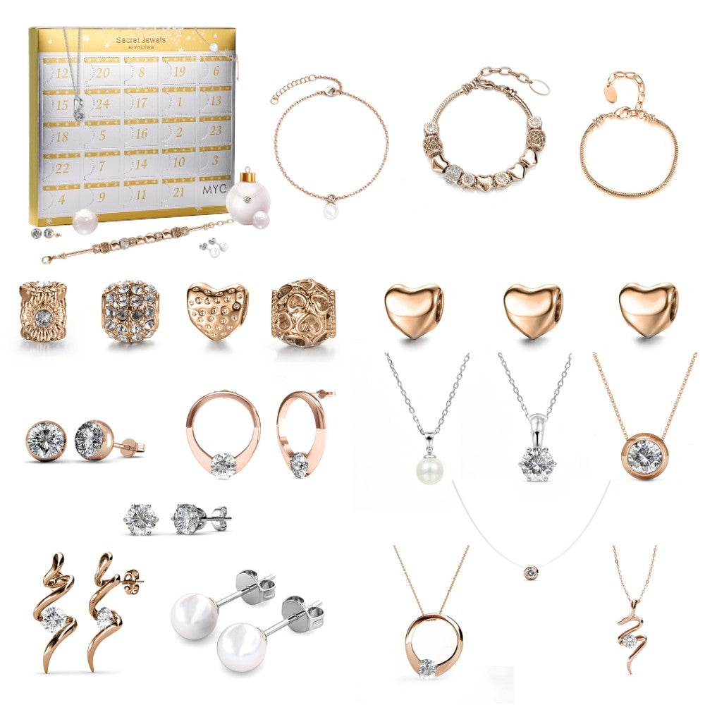 Calendrier de l'Avent MYC Paris 13 bijoux et 11 perles, or rosé et argenté