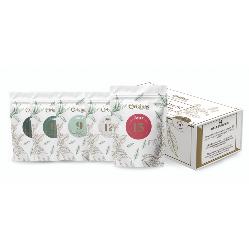 Calendrier de l'Avent Origines Tea & Coffee – 24 cafés de spécialité bio en grains