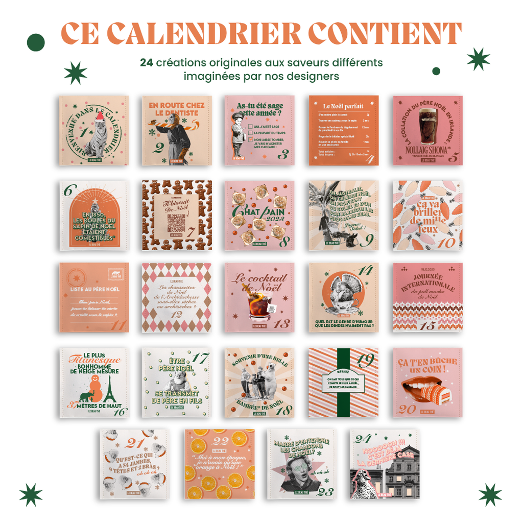 Calendrier de l'Avent Le Beau Thé Mini bio, 24 sachets de thé illustrés