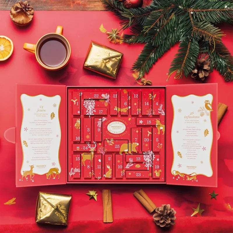 Calendrier de l'Avent Provence d'Antan Duo – thés & tisanes bio, 48 sachets à partager