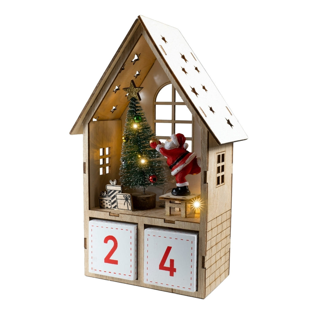 Calendrier de l'Avent Blachere Illumination Maison en bois LED blanc chaud