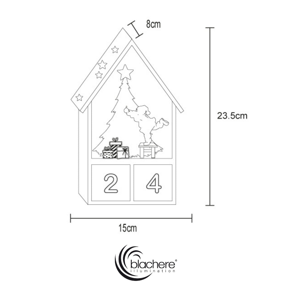 Calendrier de l'Avent Blachere Illumination Maison en bois LED blanc chaud