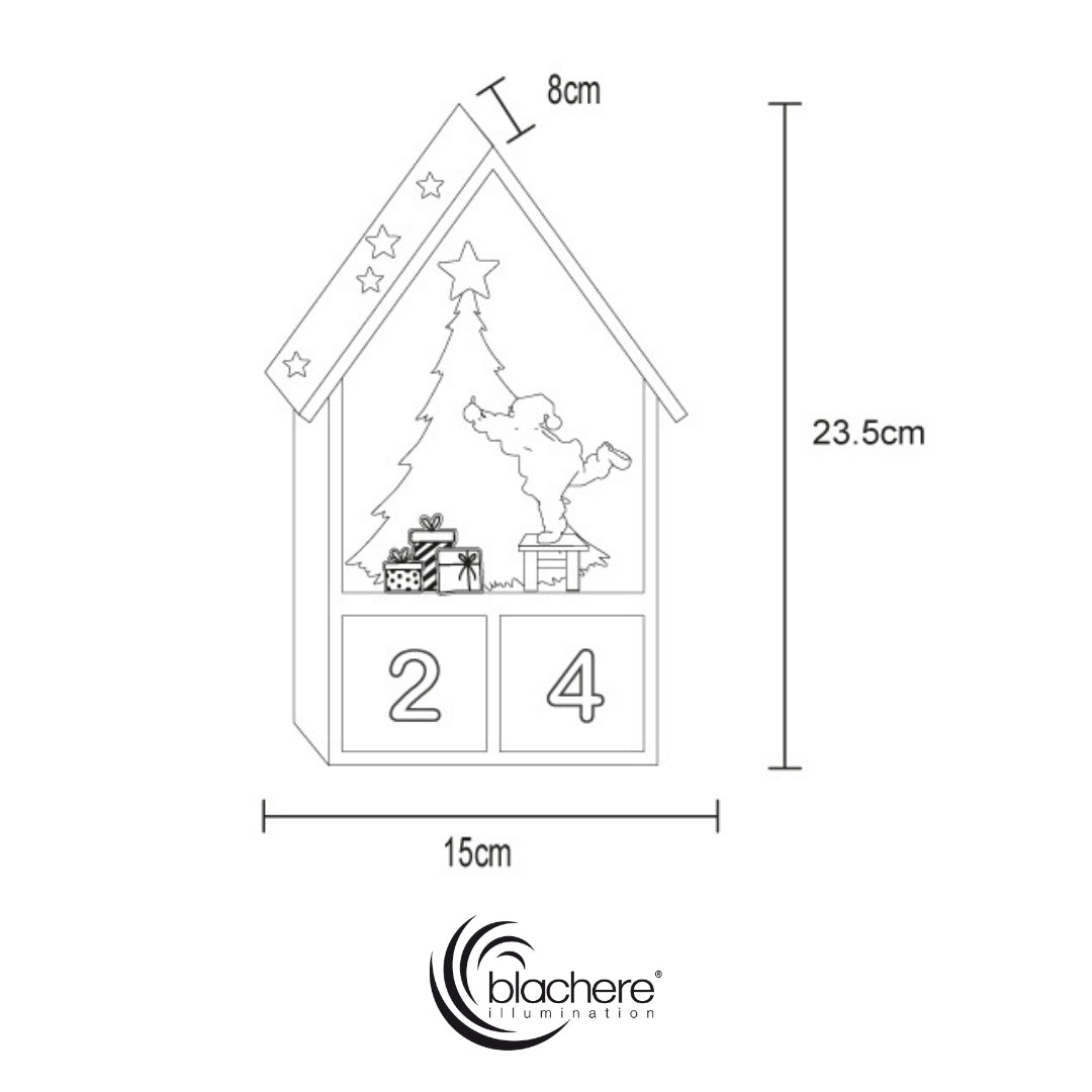 Calendrier de l'Avent Blachere Illumination Maison en bois LED blanc chaud