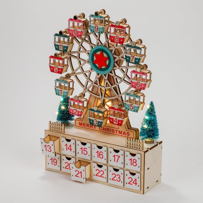 Calendrier de l'Avent grande roue rotative en bois Nature & Découvertes