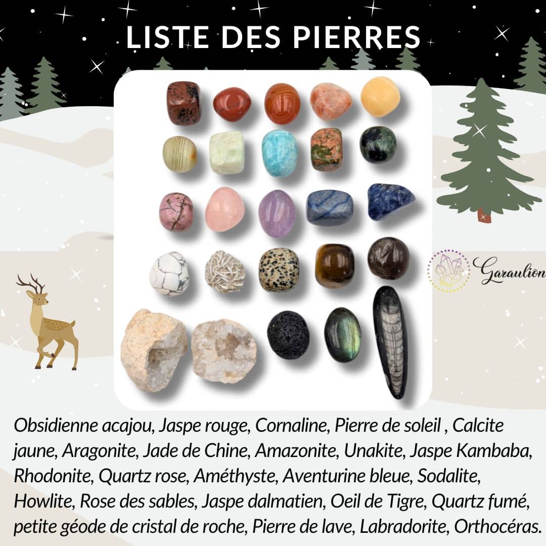 Calendrier de l'Avent Garaulion Lithothérapie 2026 – 24 pierres naturelles – photo 3