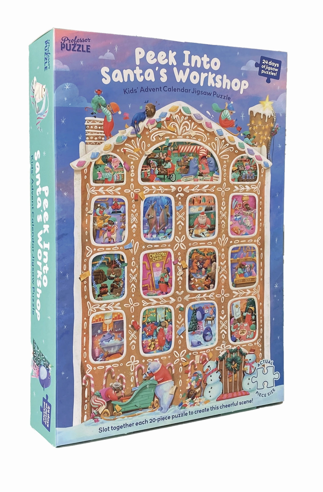 Calendrier de l'Avent puzzle Professor Puzzle – Atelier du Père Noël, 24 puzzles