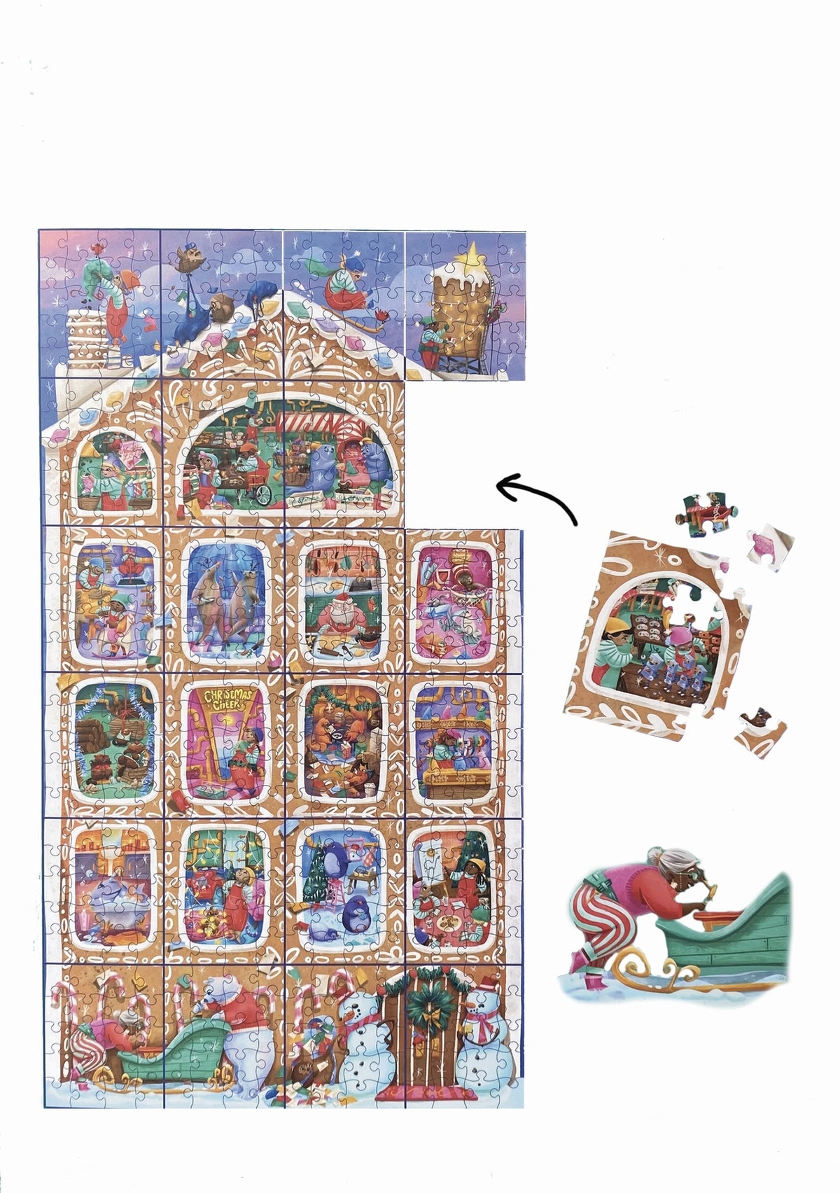 Calendrier de l'Avent puzzle Professor Puzzle – Atelier du Père Noël, 24 puzzles