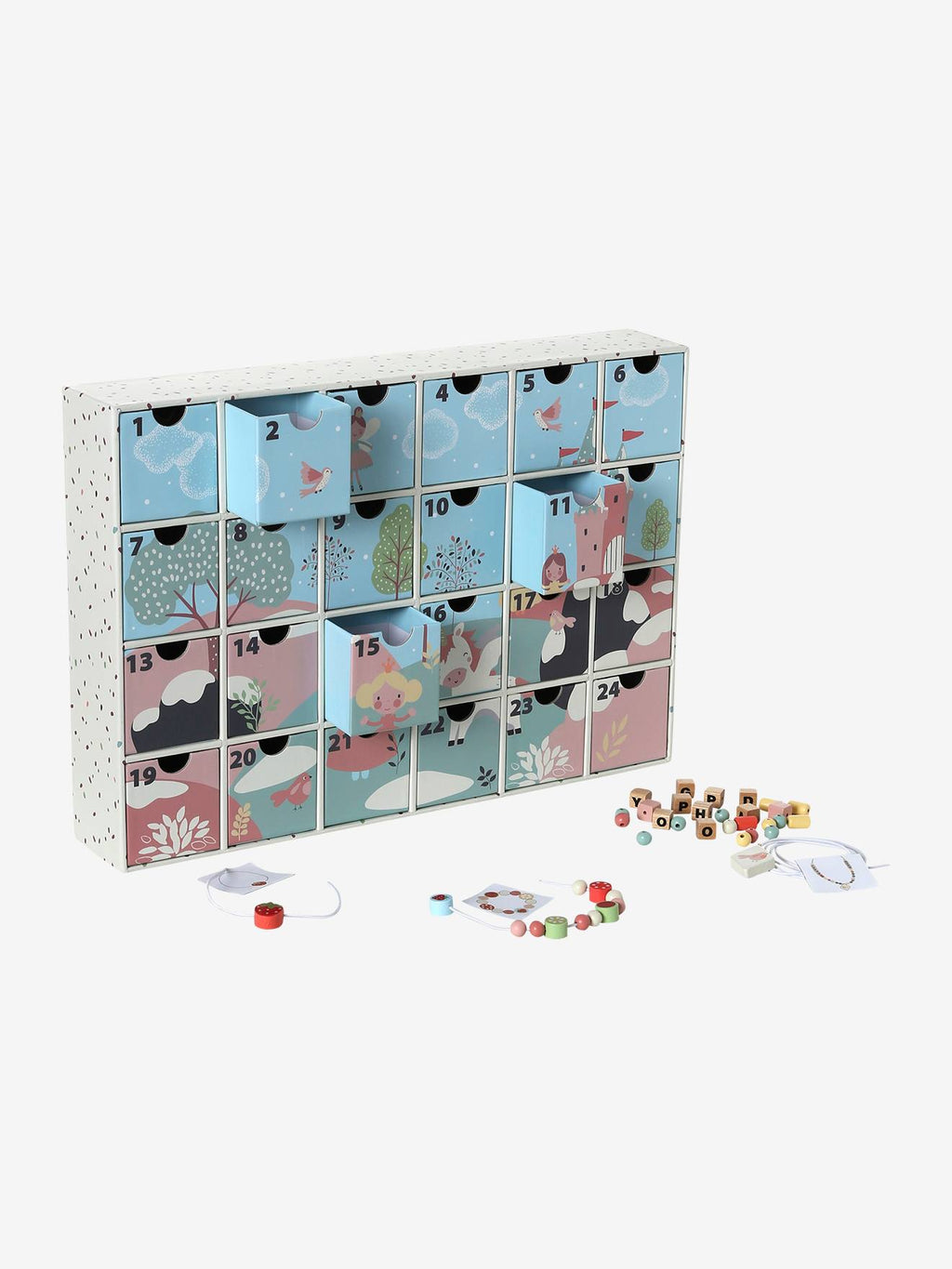 Calendrier de l'avent avec jouets en bois FSC princesse