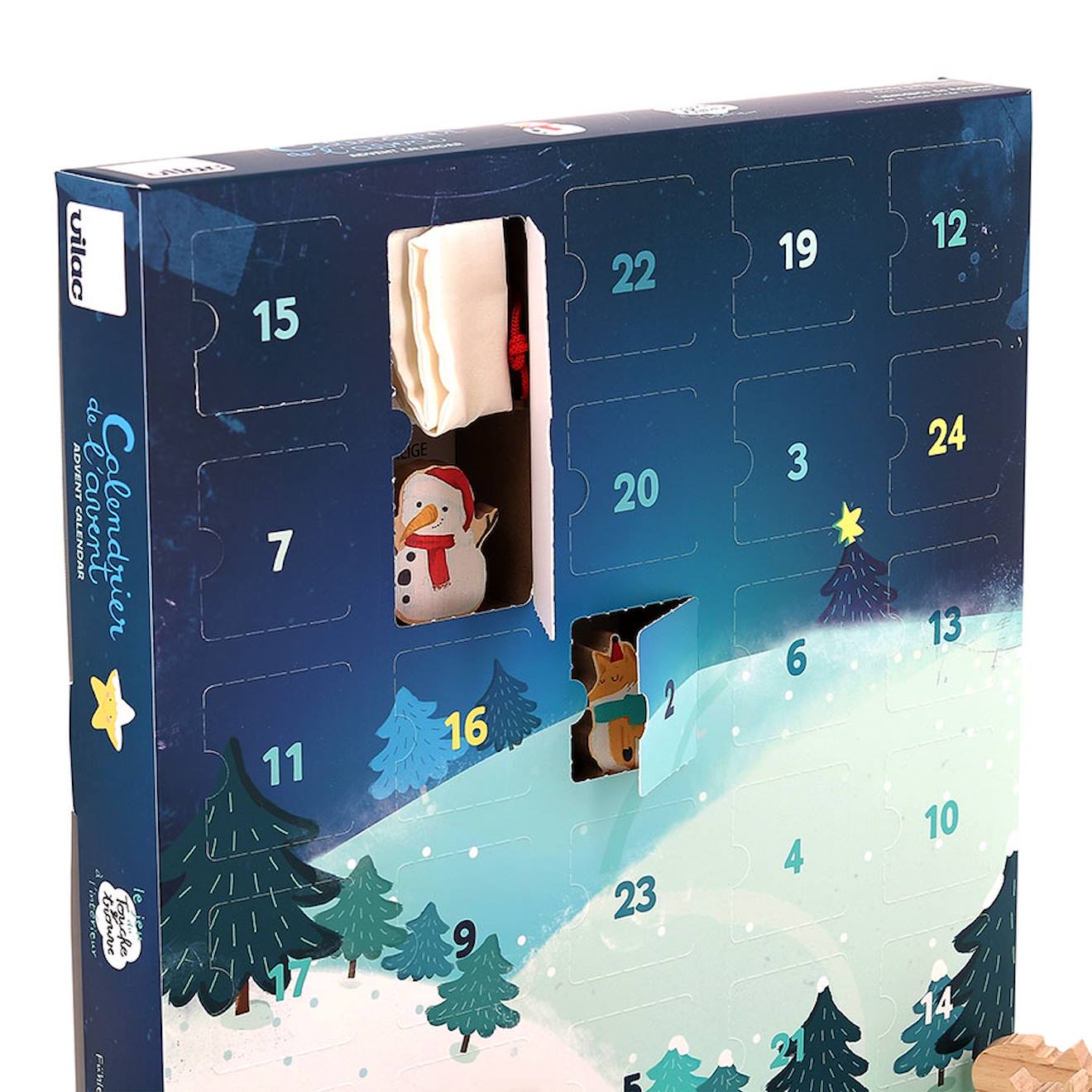 Calendrier de l'avent touché et trouve bleu
