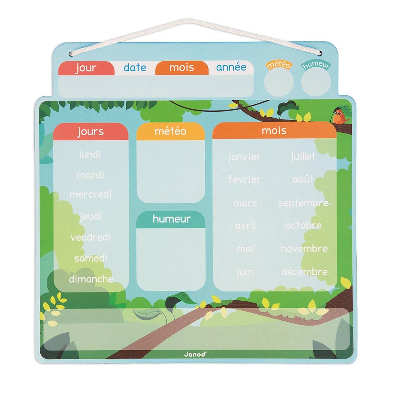 Calendrier éducatif magnétique en bois FSC multicolore
