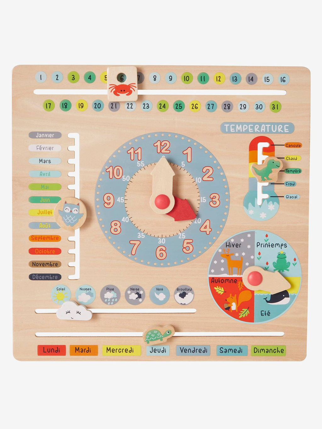 Calendrier en bois FSC multicolore