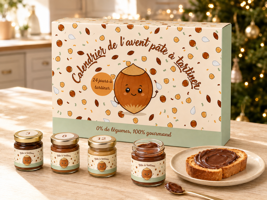 Calendrier de l'Avent Pâte à Tartiner Artisanale 2026, 24 mini pots